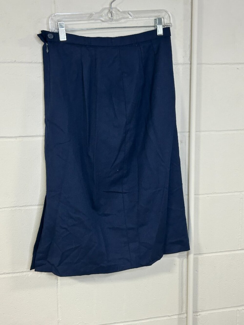 Pendleton Skirt Womens 12 Pure New Wool Maxi Navy USA Natural Slit Hem - Picture 2 of 11